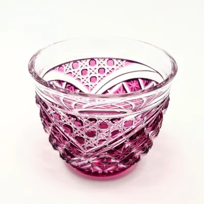 Satsuma Kiriko Cold Sake Server (Cold Sake Glass) 'Joy': Gold Red by Shōhō
