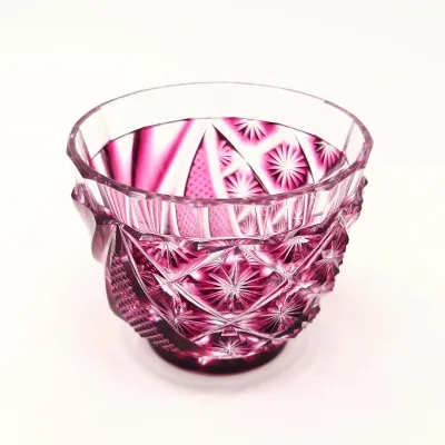 Satsuma Kiriko Cold Sake Server (Cold Sake Glass) "Hana-ren": Gold Red by Shouhou