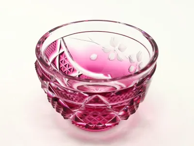 Satsuma Kiriko Ochoko (small cup) "Hanayaka": Gold Red by Shōhō