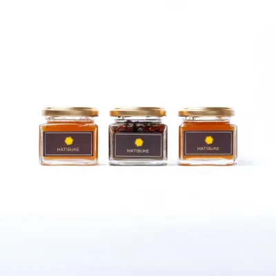 Gift Set: 2 Jars of Raw Japanese Honeybee Honey and 1 Jar of Cacao Nib Honey