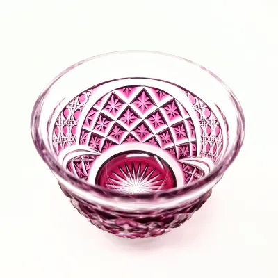 Satsuma Kiriko Cold Sake Server (Cold Sake Glass) 'Joy': Gold Red by Shōhō