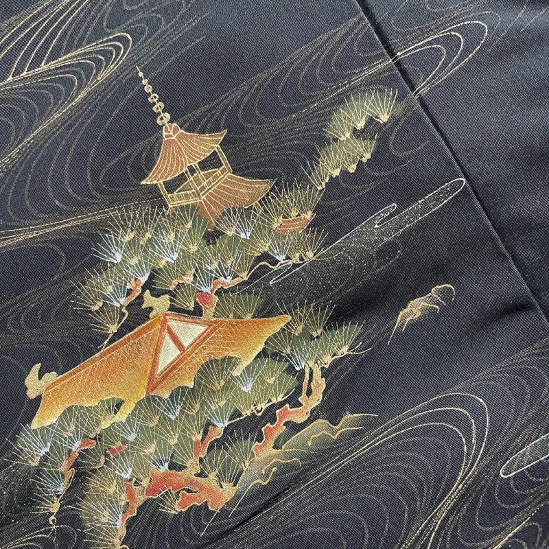 kico Azuma Bag [45cm] Bicolor, Haori, Golden Flowing-Water Pattern, Red Chirimen