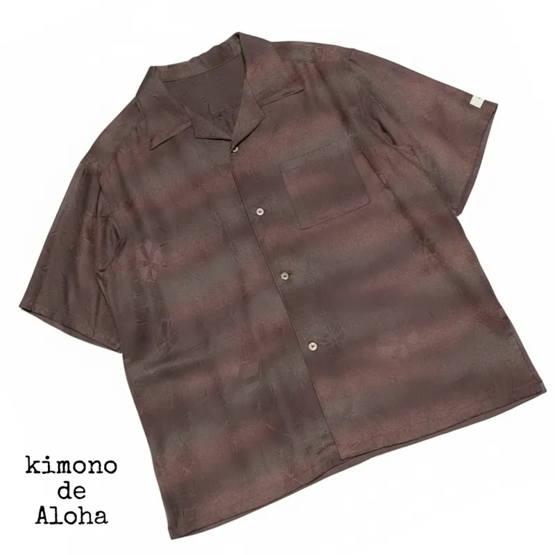 正絹 着物 リメイク メンズ アロハシャツ