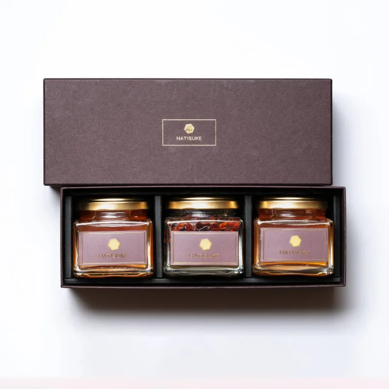 Gift Set: 2 Jars of Raw Japanese Honeybee Honey and 1 Jar of Cacao Nib Honey