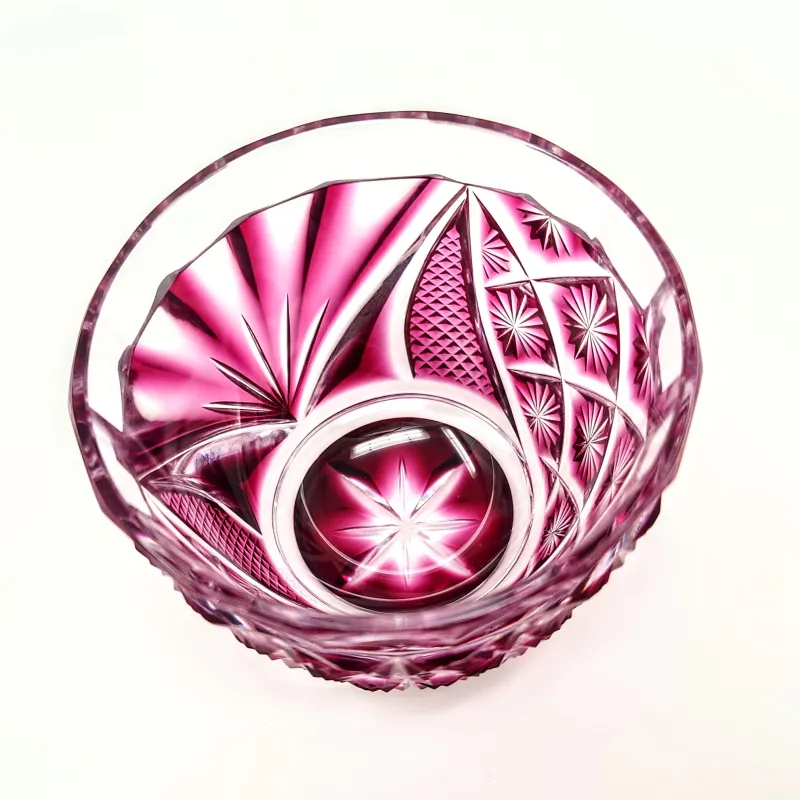 Satsuma Kiriko Cold Sake Server (Cold Sake Glass) "Hana-ren": Gold Red by Shouhou