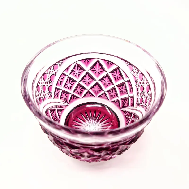 Satsuma Kiriko Cold Sake Server (Cold Sake Glass) 'Joy': Gold Red by Shōhō