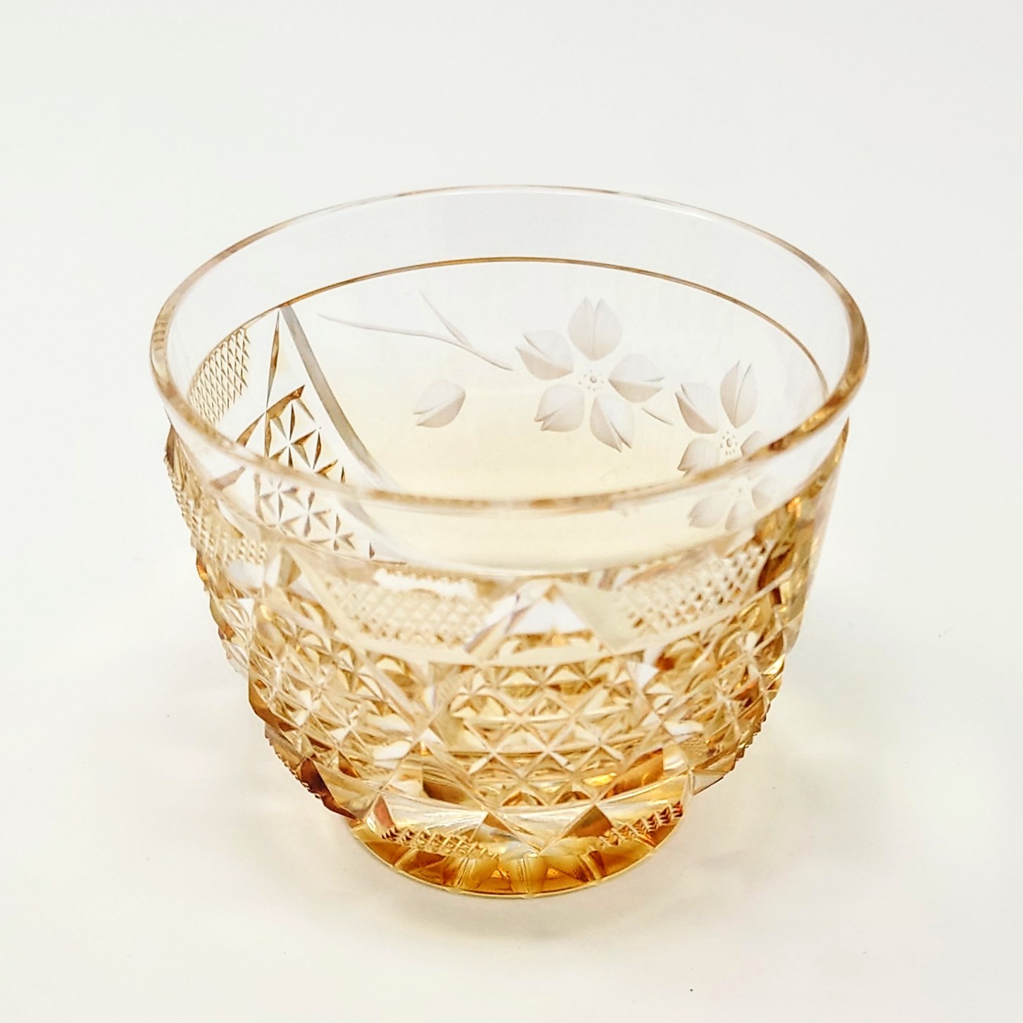 薩摩切子 冷酒器 (冷酒グラス) 「花やか」︰ゴールド 頌峰作