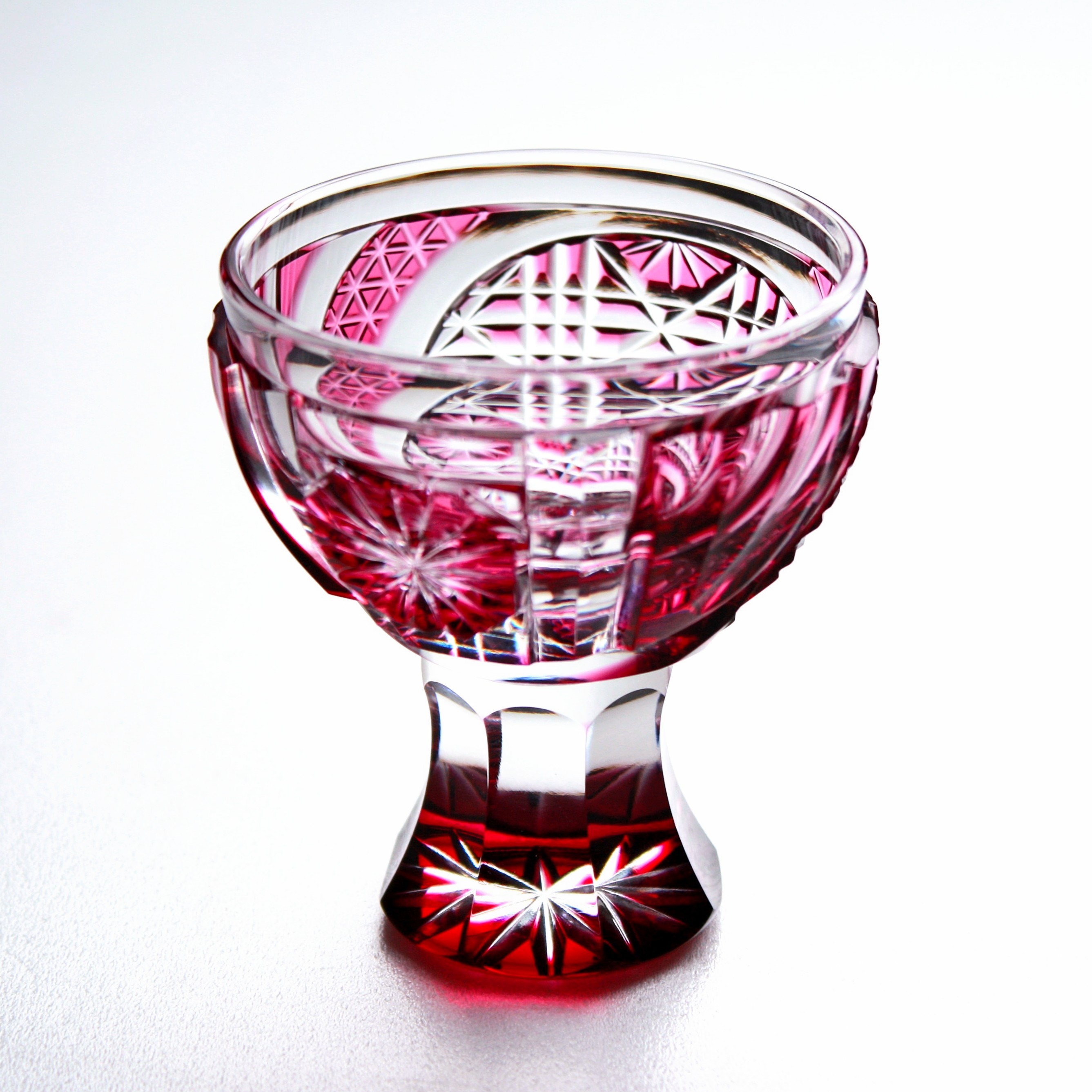 薩摩切子 馬上杯 (冷酒杯) 「太陽とともに」︰金赤 頌峰作