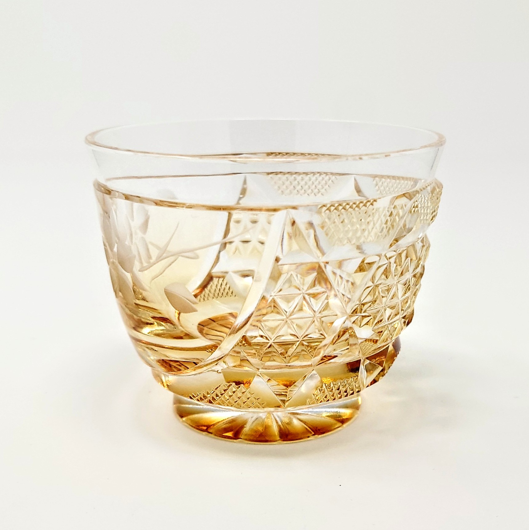 薩摩切子 冷酒器 (冷酒グラス) 「花やか」︰ゴールド 頌峰作