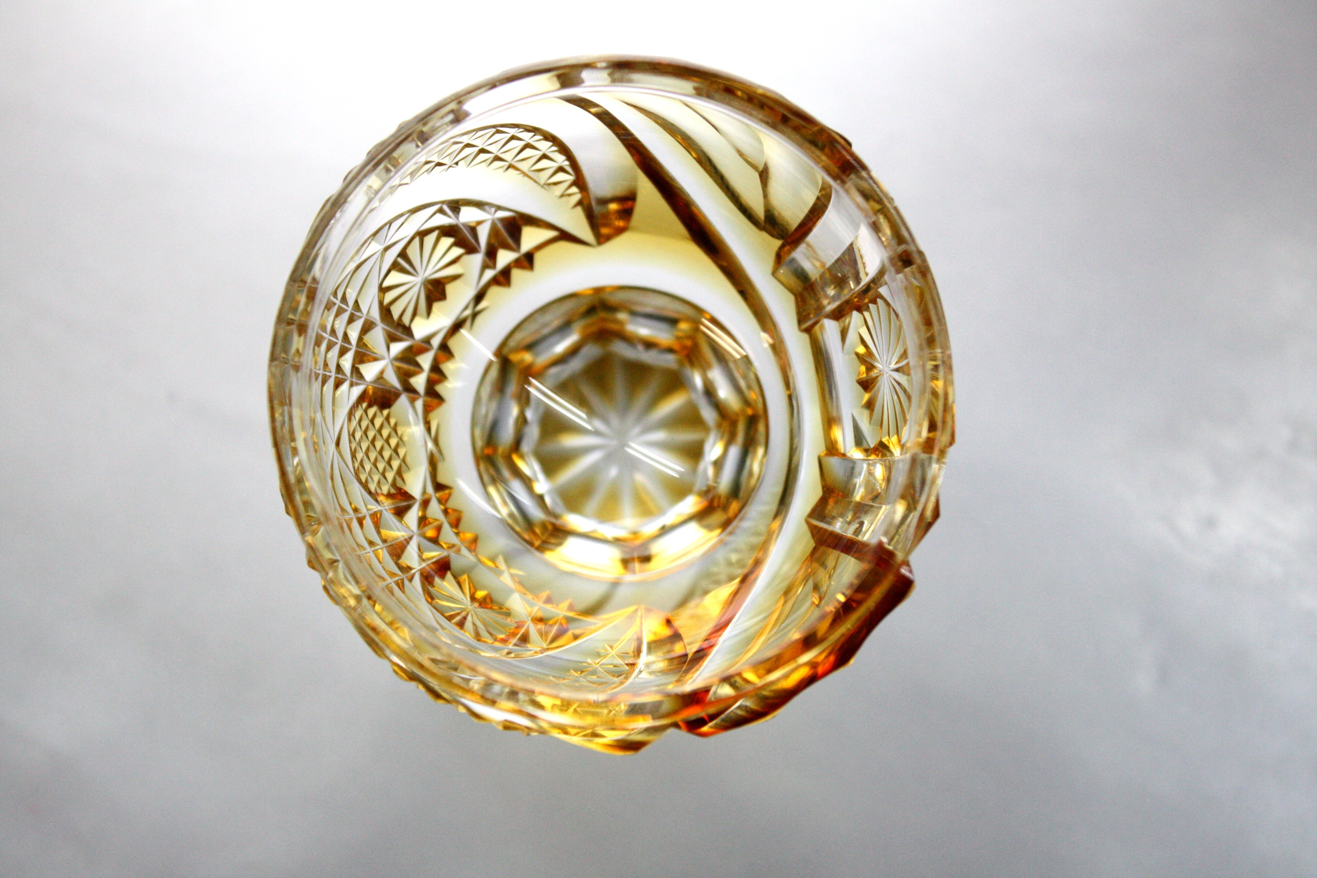 薩摩切子 馬上杯 (冷酒杯) 「太陽とともに」︰ゴールド 頌峰作